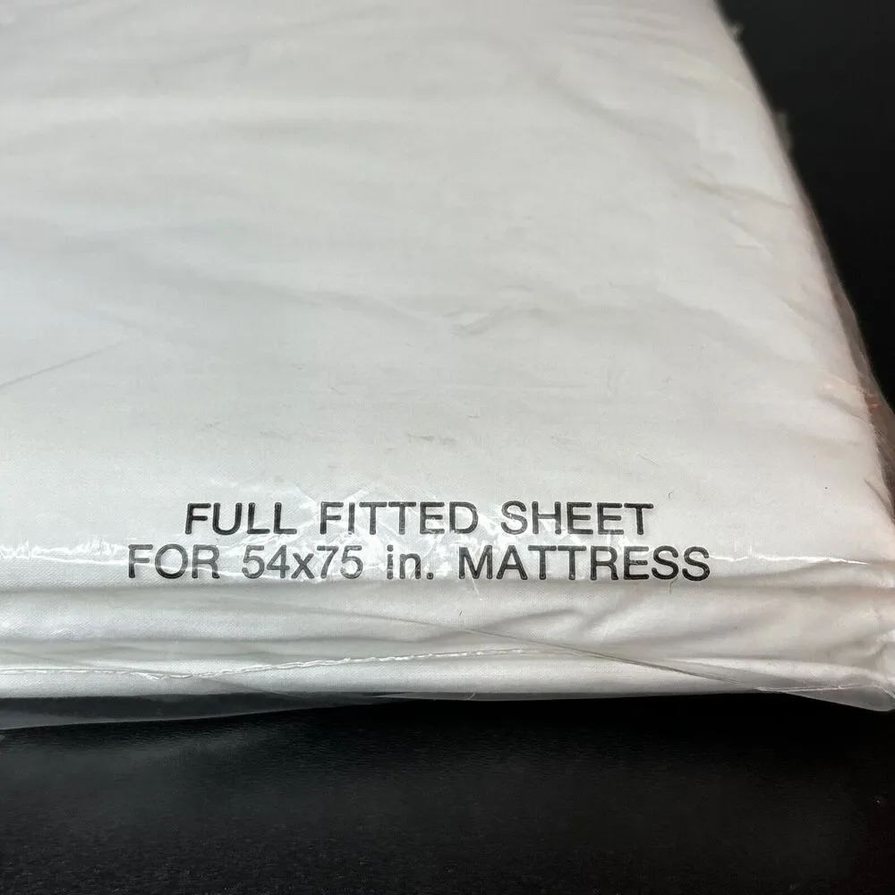 Utica By JP Stevens No Iron Percale Cotton Blend Full Fitted WHITE Sheet NEW